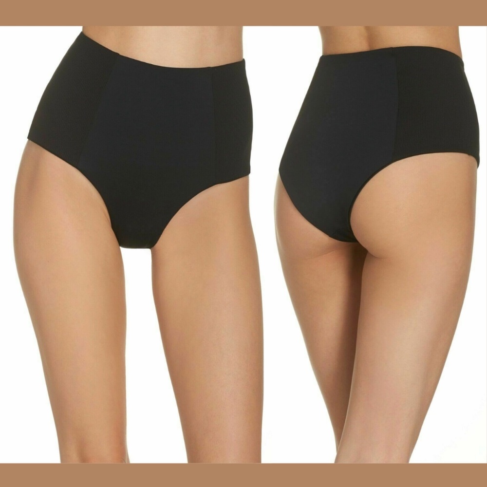 NEW L Space‎ Jackie High Waist Bitsy Cut Bikini Bottoms Black [ XS ]